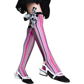 Sock Candy Sock Candy Parisian Stripe Bow Knee High Socks