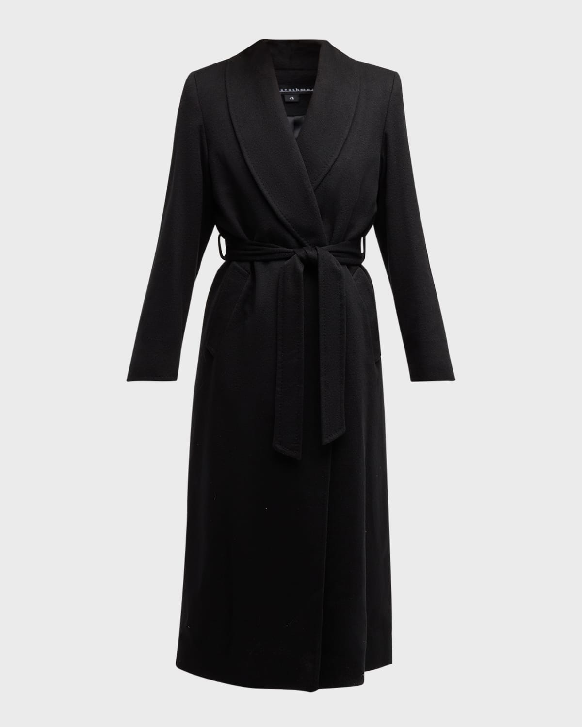Sofia Cashmere Cashmere Belted Wrap Coat with Pick-Stitched Detail