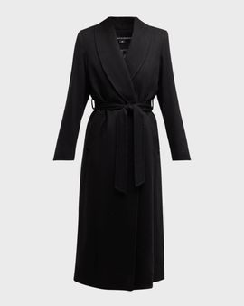 Sofia Cashmere Cashmere Belted Wrap Coat with Pick-Stitched Detail