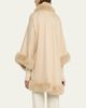 Sofia Cashmere Cashmere Cape With Faux Fur Trim - 3