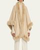 Sofia Cashmere Cashmere Cape With Faux Fur Trim - 4