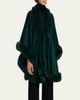 Sofia Cashmere Cashmere Cape With Faux Fur Trim - 8