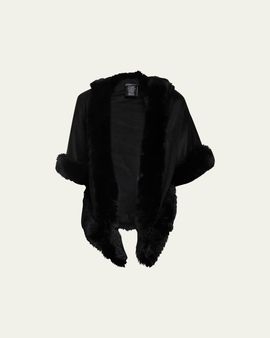Sofia Cashmere Cashmere Faux Fur Trimmed Diamond Wrap