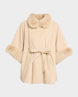 Sofia Cashmere Cashmere Shawl W/ Faux Fur Trim