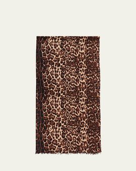 Sofia Cashmere Lightweight Cashmere Leopard-Print Scarf