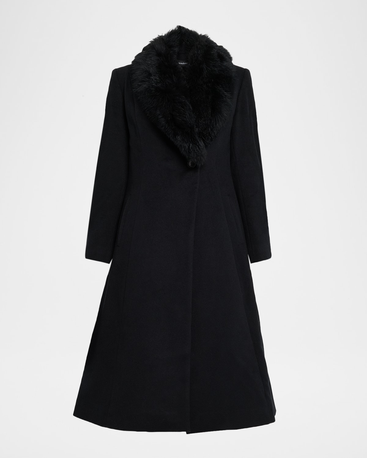 Sofia Cashmere Single-Breasted Coat with Shearling Collar