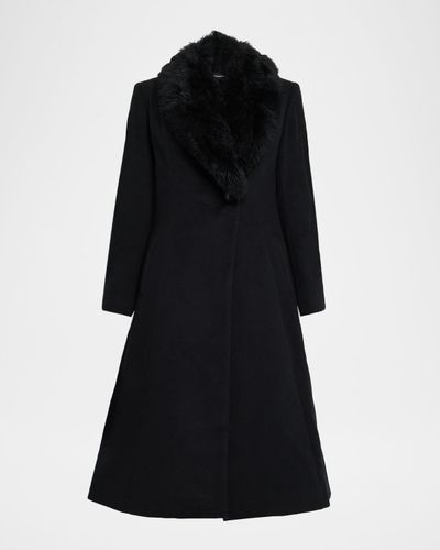Sofia Cashmere Single-Breasted Coat with Shearling Collar