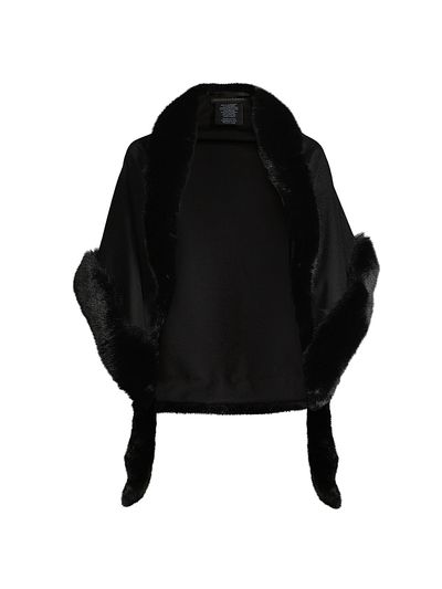 Sofia Cashmere Women's Faux Fur & Cashmere Diamond Wrap