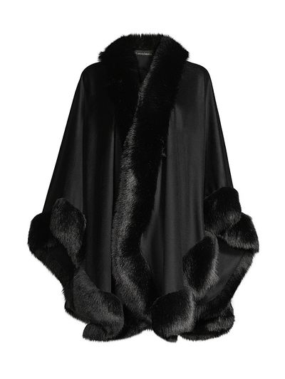 Sofia Cashmere Women's Faux Fur & Cashmere U-Cape