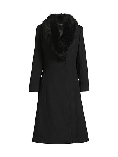 Sofia Cashmere Women's Toscana Shearling Trim Coat