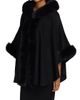 Sofia Cashmere Women's Whipstitch Faux-Fur Hooded Cape - 4
