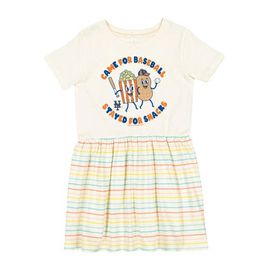 SOFT AS A GRAPE Girls Toddler Soft as a Grape White New York Mets Snack Dress 