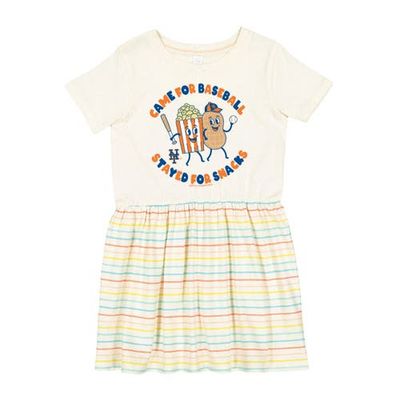 SOFT AS A GRAPE Girls Toddler Soft as a Grape White New York Mets Snack Dress 