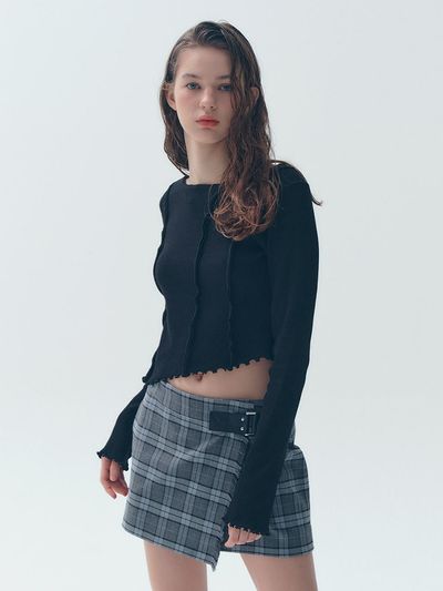 SOFT SEOUL Belt Wrap Skirt [Check]