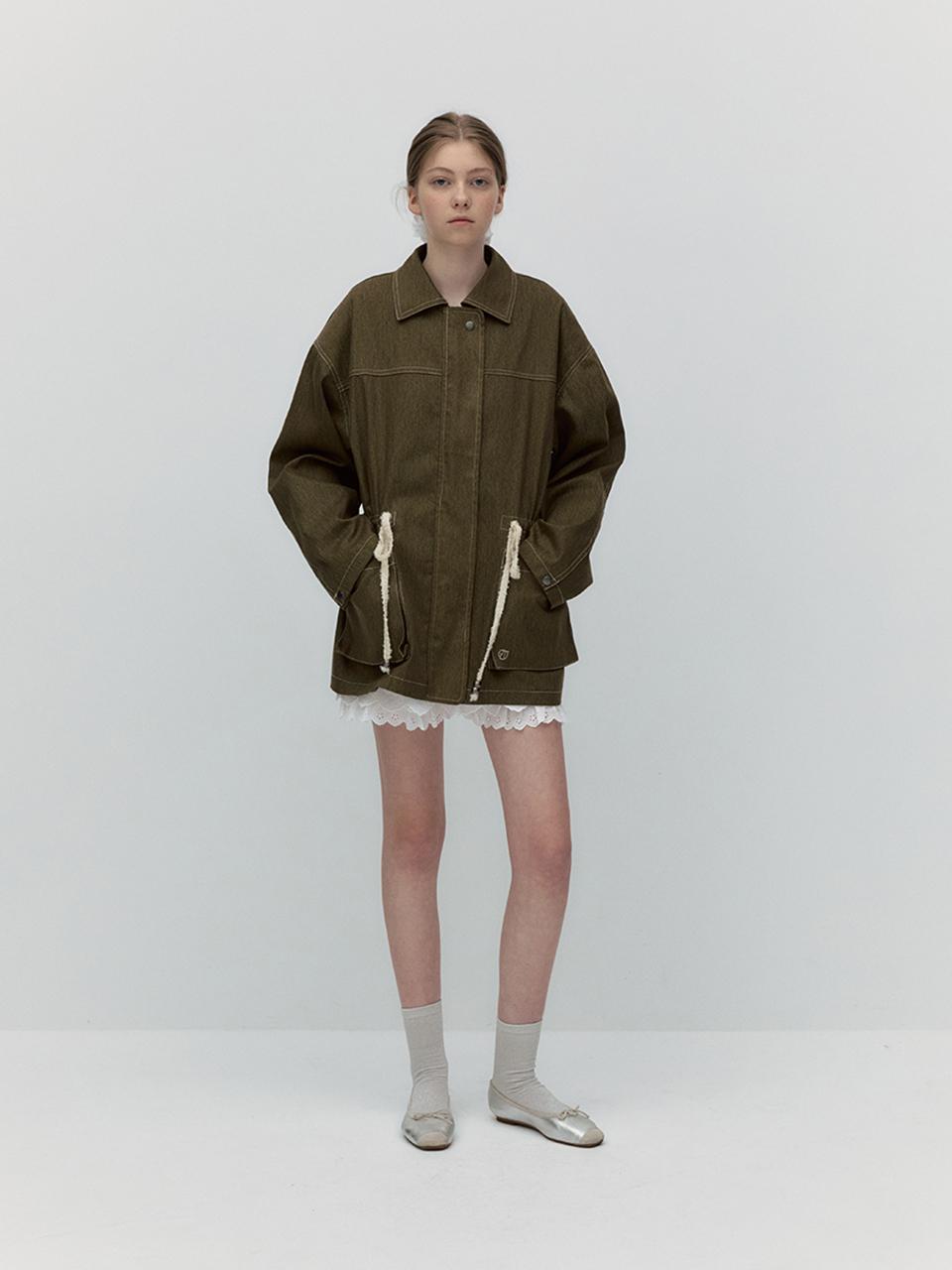 SOFT SEOUL COTTON STITCHED FIELD JACKET [KHAKI BROWN]