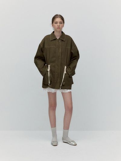 SOFT SEOUL COTTON STITCHED FIELD JACKET [KHAKI BROWN]