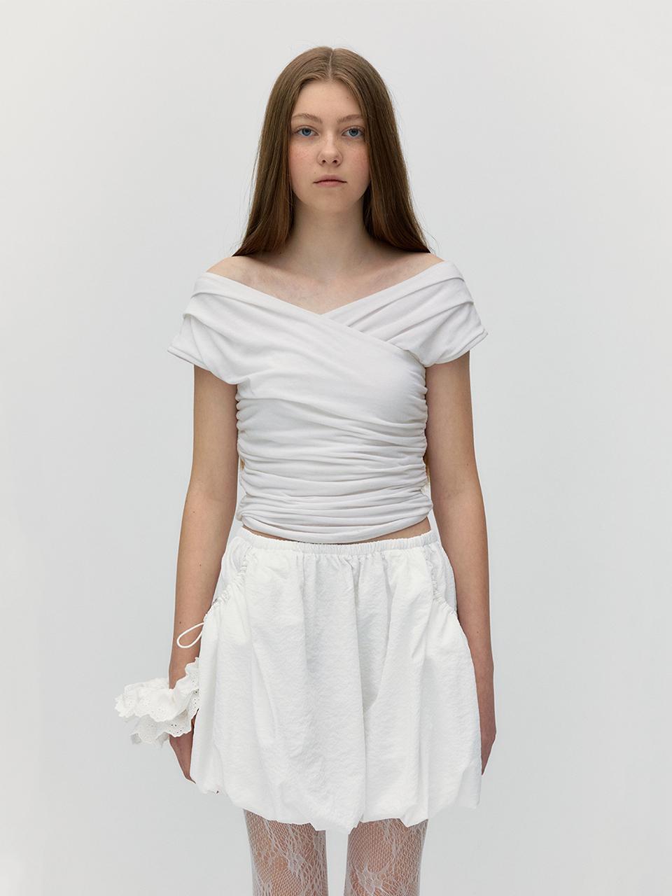 SOFT SEOUL DOUBLE DRAPE LAYERED TOP [WHITE]