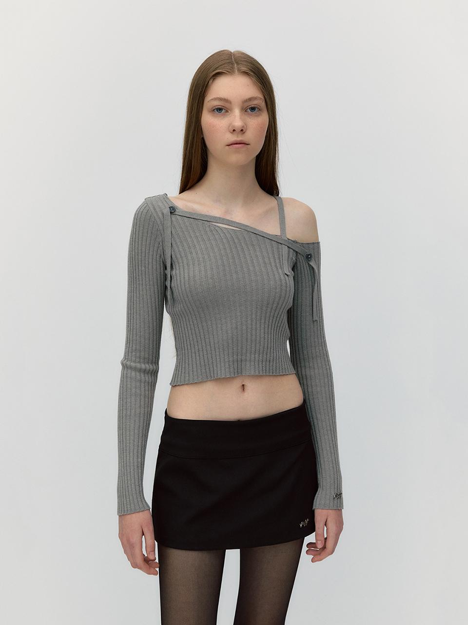 SOFT SEOUL ONE OFF SHOULDER STRAP KNIT [GREY]