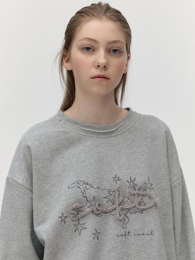 SOFT SEOUL SOFT STARRY CUT-OFF SWEATSHIRT [MELANGE GREY]