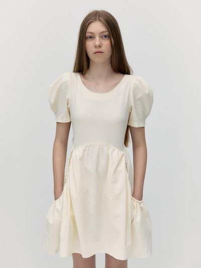 SOFT SEOUL STRING RIBBON PUFF ONE-PIECE