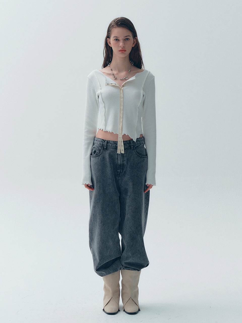 SOFT SEOUL Washed Denim Pants [Gray]