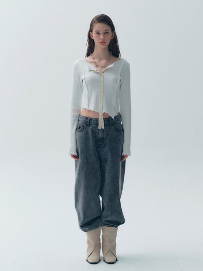 SOFT SEOUL Washed Denim Pants [Gray]