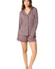 Softies Softies Aria Slim Notch Collar Long Sleeve Short Set - 5