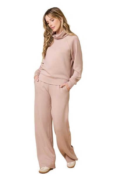 Softies Softies Athleisure Mock Neck and Pleated Pant Set