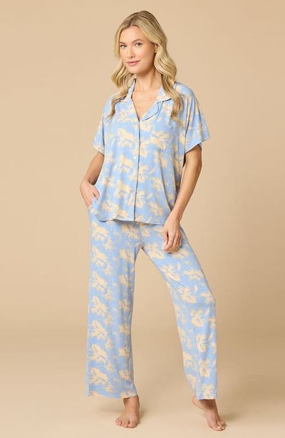 Softies Softies Soft Sleep Caftan Top and Cropped Pant Pajama Set