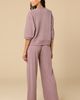 Softies Softies Terry Cropped Sleeve Crew Neck with Wide Leg Pant - 4