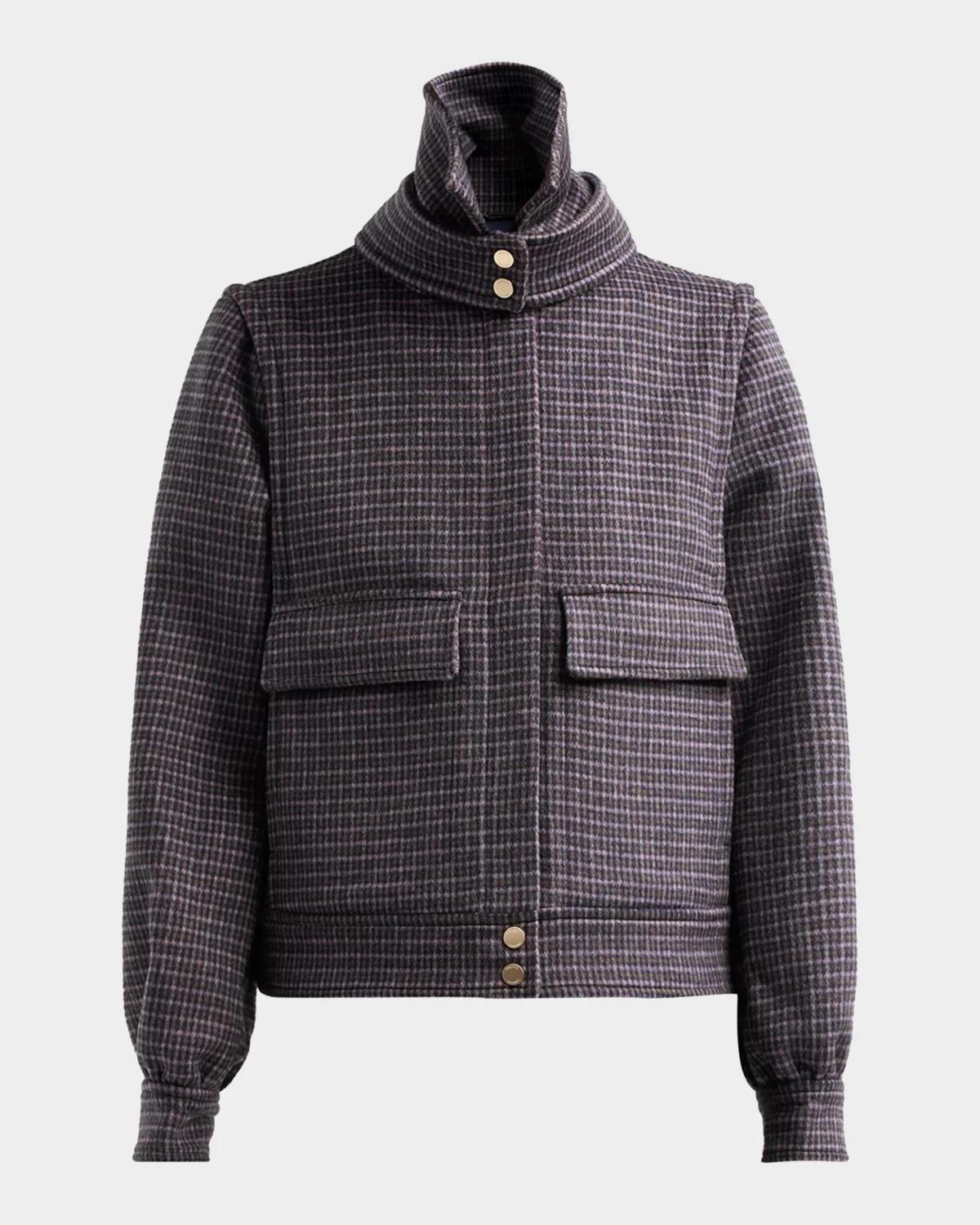 Soia & Kyo Gene-MC Mini-Check Wool Bomber Blouson