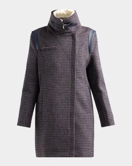 Soia & Kyo Kiana-MC Mini-Check Wool Moto Coat