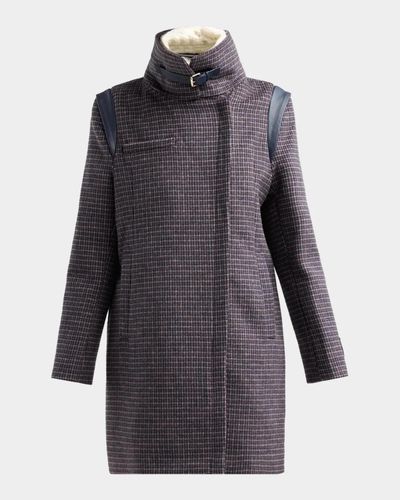 Soia & Kyo Kiana-MC Mini-Check Wool Moto Coat