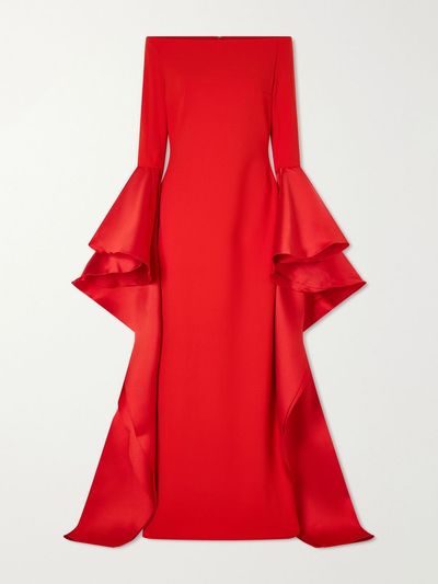 SOLACE LONDON Astria draped satin-trimmed crepe gown