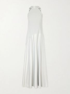 SOLACE LONDON Cece cape-effect crepe and satin gown