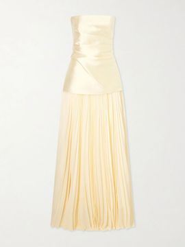 SOLACE LONDON Claudette steapless twill and chiffon gown