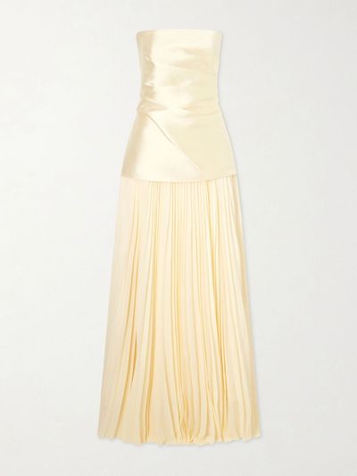 SOLACE LONDON Claudette steapless twill and chiffon gown
