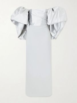 SOLACE LONDON Floris off-the-shoulder satin-twill and crepe maxi dress