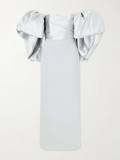 SOLACE LONDON Floris off-the-shoulder satin-twill and crepe maxi dress