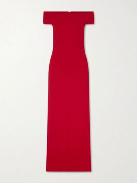 SOLACE LONDON Kyra off-the-shoulder crepe gown