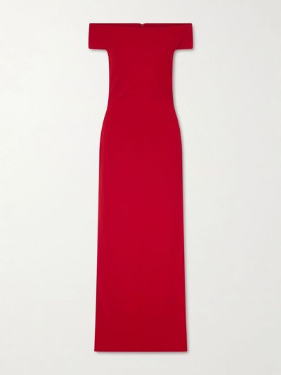 SOLACE LONDON Kyra off-the-shoulder crepe gown
