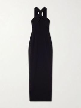 SOLACE LONDON Rona twisted crepe halterneck gown