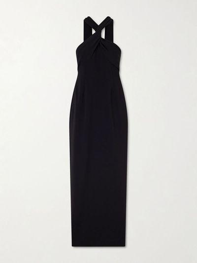 SOLACE LONDON Rona twisted crepe halterneck gown