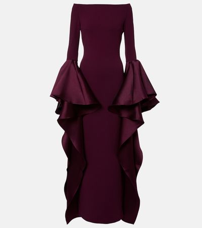 Solace London Solace London Astria off-shoulder satin-trimmed gown