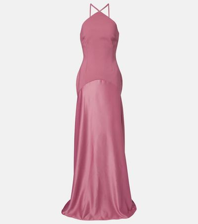 Solace London Solace London Florie satin-trimmed halterneck gown