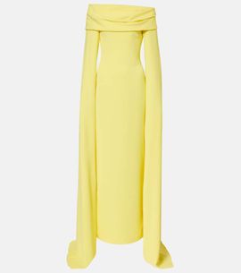 Solace London Solace London Nuri caped off-shoulder crÃªpe gown