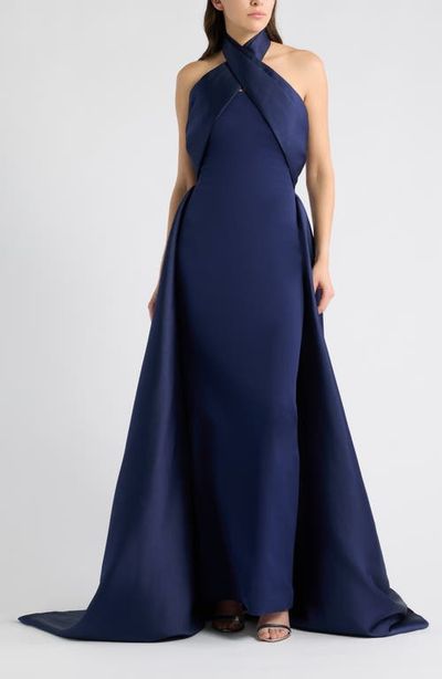 Solace London Solace London Rumi Mixed Media Halter Gown