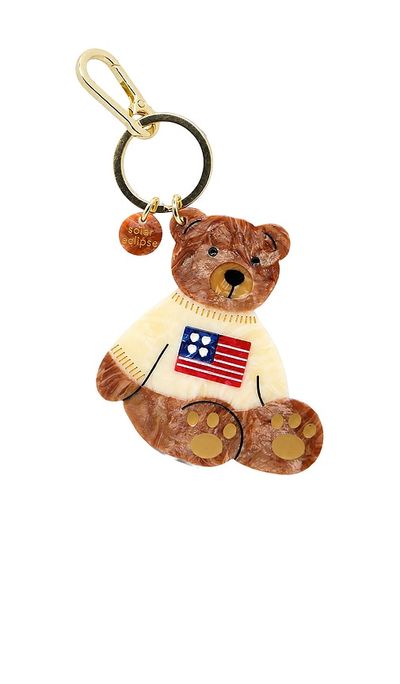 Solar Eclipse Solar Eclipse Hand-Painted Americana Teddy Bear Bag Charm & Keychain