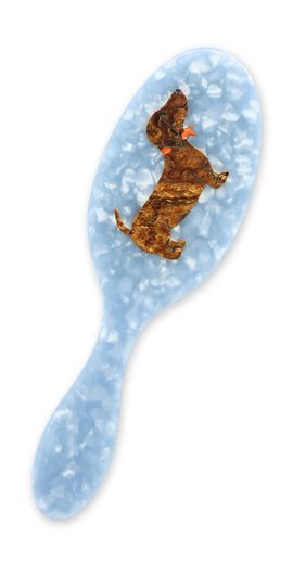 Solar Eclipse Solar Eclipse Hand-Painted Dachshund Dog Amazing Hair Day Brush Sky Blue One