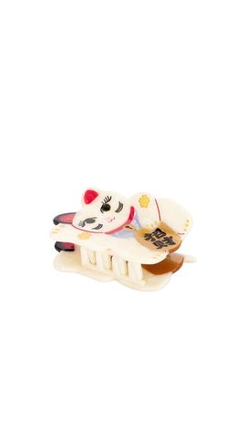 Solar Eclipse Solar Eclipse Hand-Painted Maneki-Neko Cat Claw Hair Clip